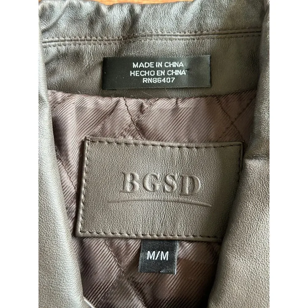 $600 BGSD Men’s Medium Brown Peter Three-Quarter Lambskin Leather Car Coat - Picture 7 of 12